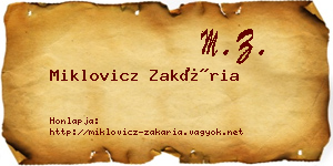 Miklovicz Zakária névjegykártya